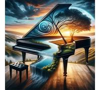Abstract Piano River 90 Piece Jigsaw Puzzles for Adults and Kids, Impossible Puzzle, Jigsaws 90 pieces for adults Gifts, Difficult jigsaw puzzles for The Whole Family