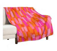 Abstract Pink and Orange Paint Brush Retro 70s Fleece Throw Blanket Soft Cozy Fluffy Flannel Throws Blankets for Couch Bed Sofa Living Room Bedroom Home Decor, Lightweight Fuzzy Plush Blanket for Al