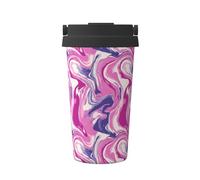 Abstract Pink and Purple Marbling Pattern Carry Insulated Coffee Mug Stainless Steel Travel Cup Flask for Hot Cold Water