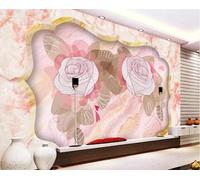 Abstract Pink Flower Geometric Imitation Marble 3D Wallpaper Easy Install Feature Office Living Room Sofa Bedroom TV Background Wall Decoration-430cm×300cm