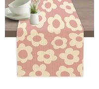 Abstract Pink Flower Table Runners 70 inches Long Table Runner Elegant Linen Dresser Scarfs Farmhouse Tablerunner for Wedding/Coffee/Dining Table/Party Home Decor