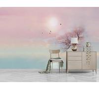 Abstract Pink Sky Flying Birds Trees 3D Wallpaper Luxury Home Dining Decor Paste Sofa Living Room The Wall for Bedroom Mural-300cm×210cm