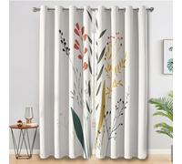 Abstract Plant Curtains for Living Room, Colorful Botanical Blackout Curtains Bedroom, 66 x 84 Inch 2 Panels, 84 Drop Eyelet Thermal Window Drapes, Home Decor