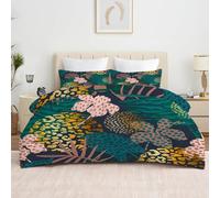 Abstract Plants Duvet Super King Size, Coverless Duvet 7.5 Tog with Forest Leaves, Machine Washable Soft Lightweight Comforter Set for Autumn Summer, 1 Light Green Superking Quilt 260x220cm - N64