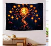 Abstract Plants Tapestry Wall Hanging Art, Burnt Orange Psychedelic Swirl Motif Wall Decor Tapestries, 40"X30" Hippie Yoga Mat For Bedroom, Dorm, Backdrop, Living Room, Office, Party
