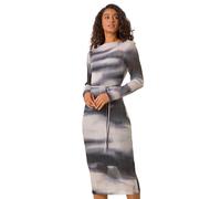 Abstract Plisse Stretch Mesh Midi Dress Dusk Black 10