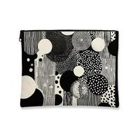 Abstract Polka Dot Makeup Bag, Black White Geometric Cosmetic Travel Pouch for Women, Portable Small Canvas Zipper Organizer, Ideal Gift for Special Occasions, Black White, 7x9 Inch, Polka Dot