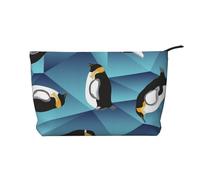 Abstract Polygon Penguin, Cosmetic Bag Corduroy Makeup Bag Portable Travel Toiletry Bag