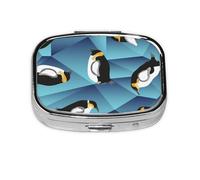 Abstract Polygon Penguin,Meta Pill Box 2 Compartment Medicine Case,Portable Organizer,Rectangle Meta Portable Organizer Pill Box 883 Compartment Medicine Case