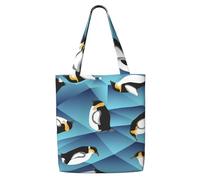 Abstract Polygon Penguin,Reusable Grocery Bags Shopping Tote Bags Large Capacity Canvas Shoulder bag