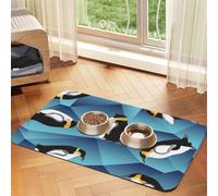Abstract Polygon Penguin,Waterproof Pet Feeding Mat,PU Leather Placemats for Cat Dog Water Bowl,Food Mats,30x45cm