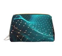 Abstract Polygonal Space Printed Makeup Bag for Women Portable Leather Make up Bag Travel Zipper Cosmetic Bags Organizer