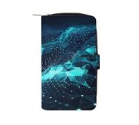 Abstract Polygonal Space Wallet Multifunctional Leather Wallets for Men Compact Long Wallet Credit Card Holder Passport Bag