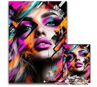 Abstract Pop Art Portrait Puzzles 1000 Pieces for Adults Paper Jigsaw Puzzles for Travel Lovers Couples Challenging Toy 1000 PCS(38x26cm)