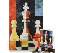 Abstract Pop Chess Pieces Art for Adults 1000 Piece Puzzle Tension Relief Good Thick Enjoyable Challenge Xmas Santa Gift (50x75cm)