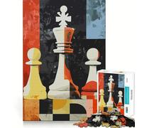 Abstract Pop Chess Pieces Art Jigsaw Puzzles 1000 Piece for Adults Brain Exercise Cozy Fun Family Game Furniture Decor (38x52cm)