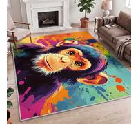 Abstract Pop Street Cute Animal Monkey Multicolor Carpet Rug, 60x90cm (2x3ft) Machine Washable Non-Slip Polyester Accent Mat for Bedside, Hallway, Porch, Door Mat