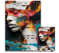 Abstract Portrait with Floral Detail And Colour Puzzle 1000 Pieces Jigsaw Wooden Jigsaw Puzzles Interactive Family Game Ideal Family Activity Game 1000 PCS(75x50cm)