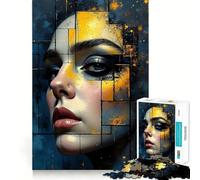 Abstract Portrait with Geometric Elements Jigsaw Puzzles 1000 Pieces for Teenagers Sharp Logic Stress Less Family Pastime Furniture Decor (38x26cm)