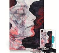 Abstract Portrait with Red Lines 1000 Piece Jigsaws for Adults Puzzle DownTime Game Decompress Fun Challenge Fine Art (38x26cm)