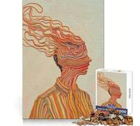 Abstract Portrait with Stripes Hard Jigsaw Puzzle for Adults 1000 Pieces Serene Game Creative Craft Real Challenge Perfect Decor (38x26cm)