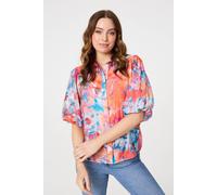 Abstract Print 1/2 Sleeve Shirt Izabel London Orange 18