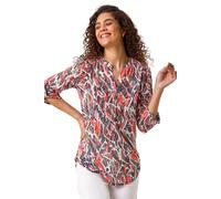 Abstract Print Burnout V-Neck Shirt Roman Red 10