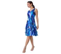 Abstract Print Frill Detail Dress Roman Blue 10