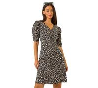 Abstract Print Front Ruched Dress Dusk Black 14