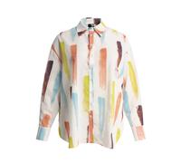 Abstract Print Long Sleeve Shirt Women Mat Fashion Blanc TU