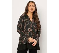 Abstract Print Long Sleeve Top Evans Black 16