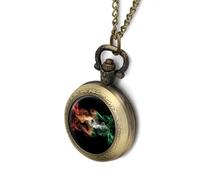 Abstract Print Mexico Flag Vintage Pocket Watch Alloy Pendant Watches Necklace Gift for Men Women Coppery-Style