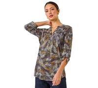 Abstract Print Notch Neck Shirt Roman Tan 10
