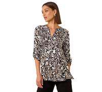 Abstract Print Pintuck Shirt Roman Cream 18