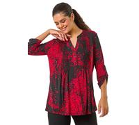 Abstract Print Pintuck Shirt Roman Red 12