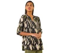 Abstract Print Pintuck Stretch Top Roman Black 12
