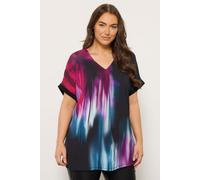 Abstract Print Pleat Front Top Evans Black 16