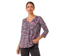 Abstract Print Pleat Front Top Roman Pink 12