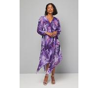 Abstract Print Pleated Asymmetric Wrap Dress Wallis Navy 18