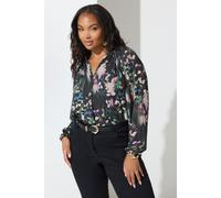 Abstract Print Pleated Blouse Yours Black 20