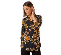 Abstract Print Pleated Shirt Roman Yellow 14