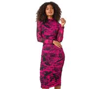 Abstract Print Ruched Midi Dress Dusk Wine 12