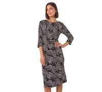 Abstract Print Ruched Stretch Dress Roman Dark Brown 16