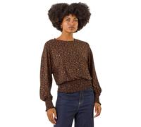 Abstract Print Shirred Top Roman Black 20