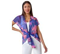 Abstract Print Stretch Mesh Cardigan Roman Navy 10