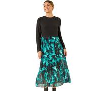 Abstract Print Stretch Midi Dress Roman Teal 10