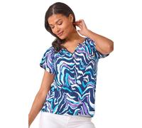 Abstract Print Stretch Tunic Top Roman Blue 16
