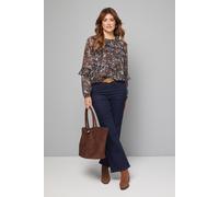 ABSTRACT PRINT STUD TRIM FRILL TOP Wallis Chocolate 20