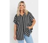 Abstract Print Textured Shirt Yours Black 22-24