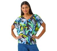 Abstract Print V-Neck Stretch Top Roman Navy 18